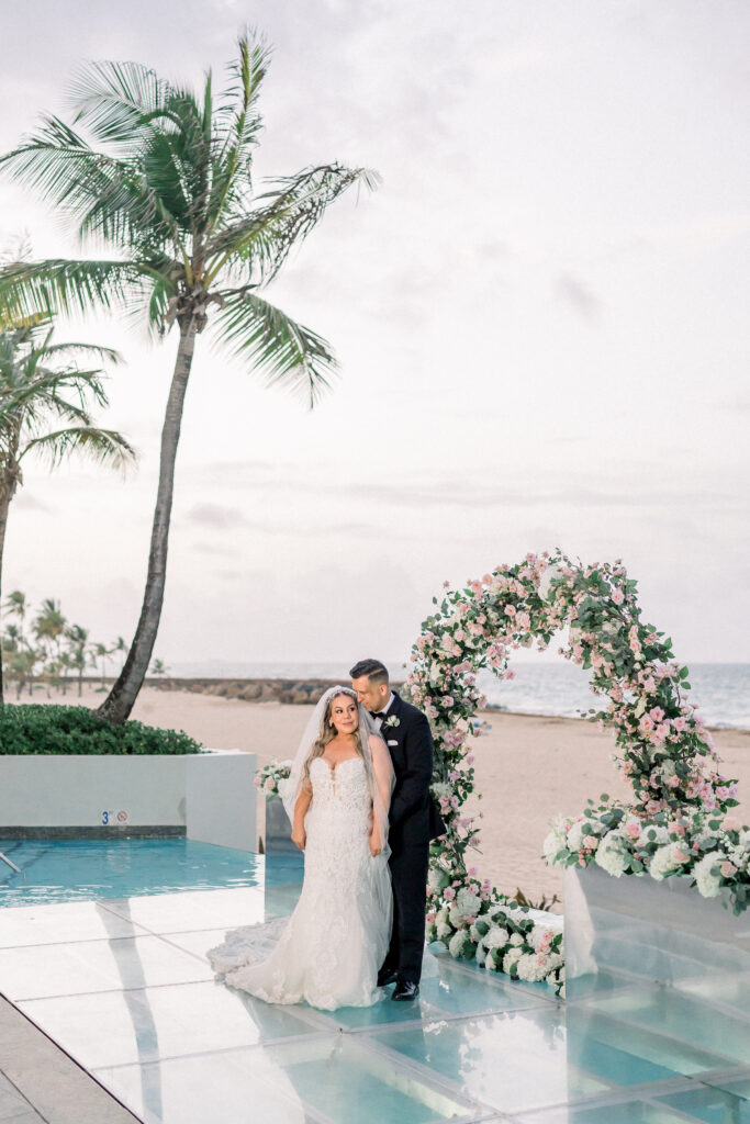 couple at oceanfront wedding at la concha resort